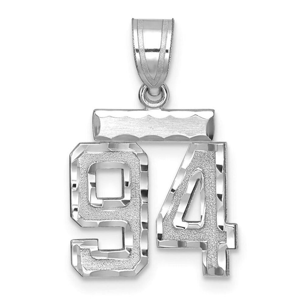 14k White Gold, Varsity Collection, Small D/C Pendant, Number 94
